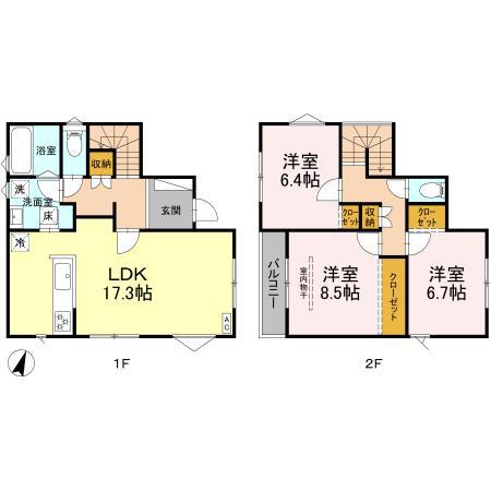 西武鉄道新宿線 田無駅 徒歩21分 2階建 新築(3LDK)の間取り写真