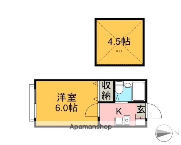 カーサ元町A(1K/2階)の間取り写真