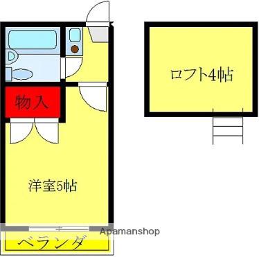 ルミエール三田(1K/2階)の間取り写真