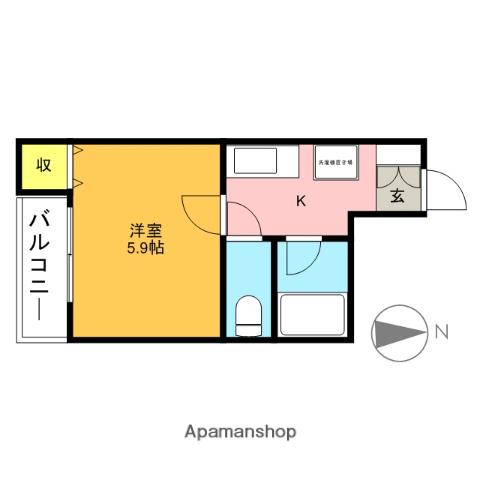 コスモ和光Ⅷ(1K/3階)の間取り写真