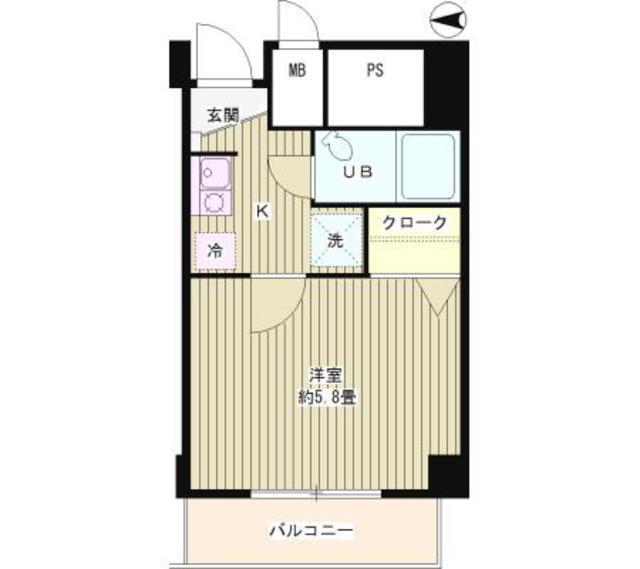 サンライズハイツ2(1K/2階)の間取り写真
