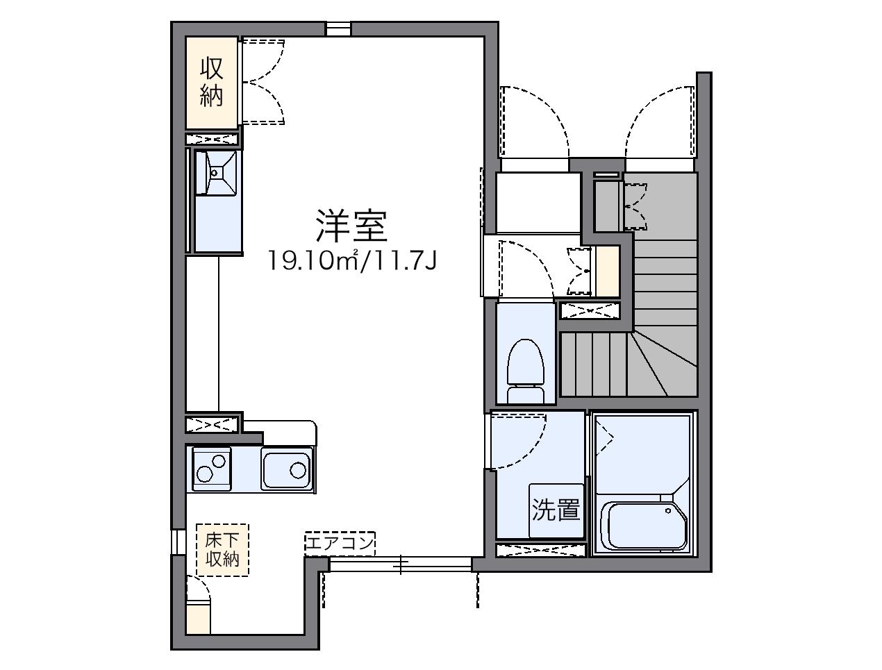 レオネクストYUKARIⅢ(ワンルーム/1階)の間取り写真