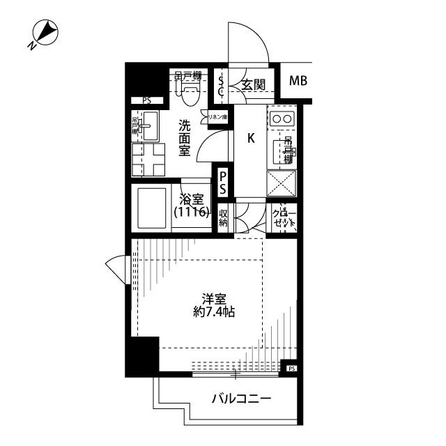 プレール・ドゥークときわ台(1K/2階)の間取り写真