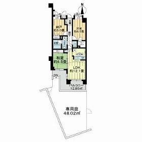 ライオンズガーデンヒルズ白山(3LDK/1階)の間取り写真
