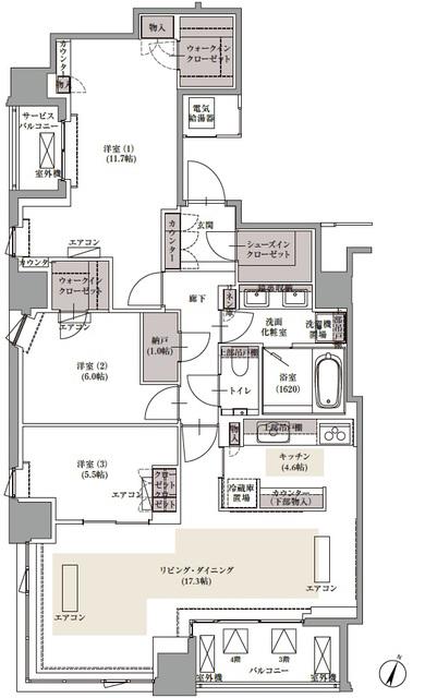 ブランズ四番町(3LDK/3階)の間取り写真