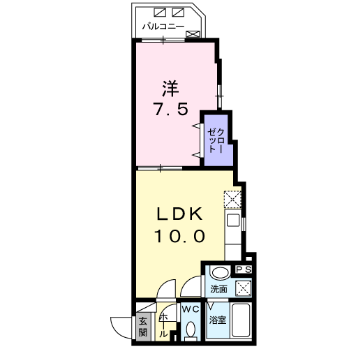 アウローラ(1LDK/2階)の間取り写真
