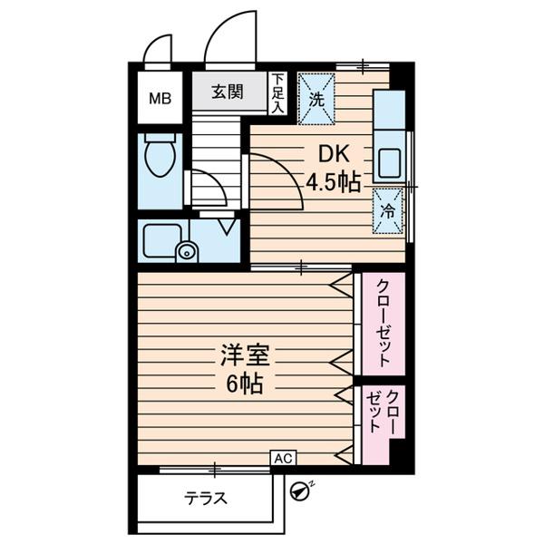 RIKIパレス(1DK/1階)の間取り写真