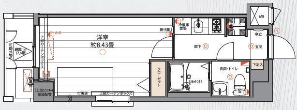 グランパークN.東京(1K/1階)の間取り写真