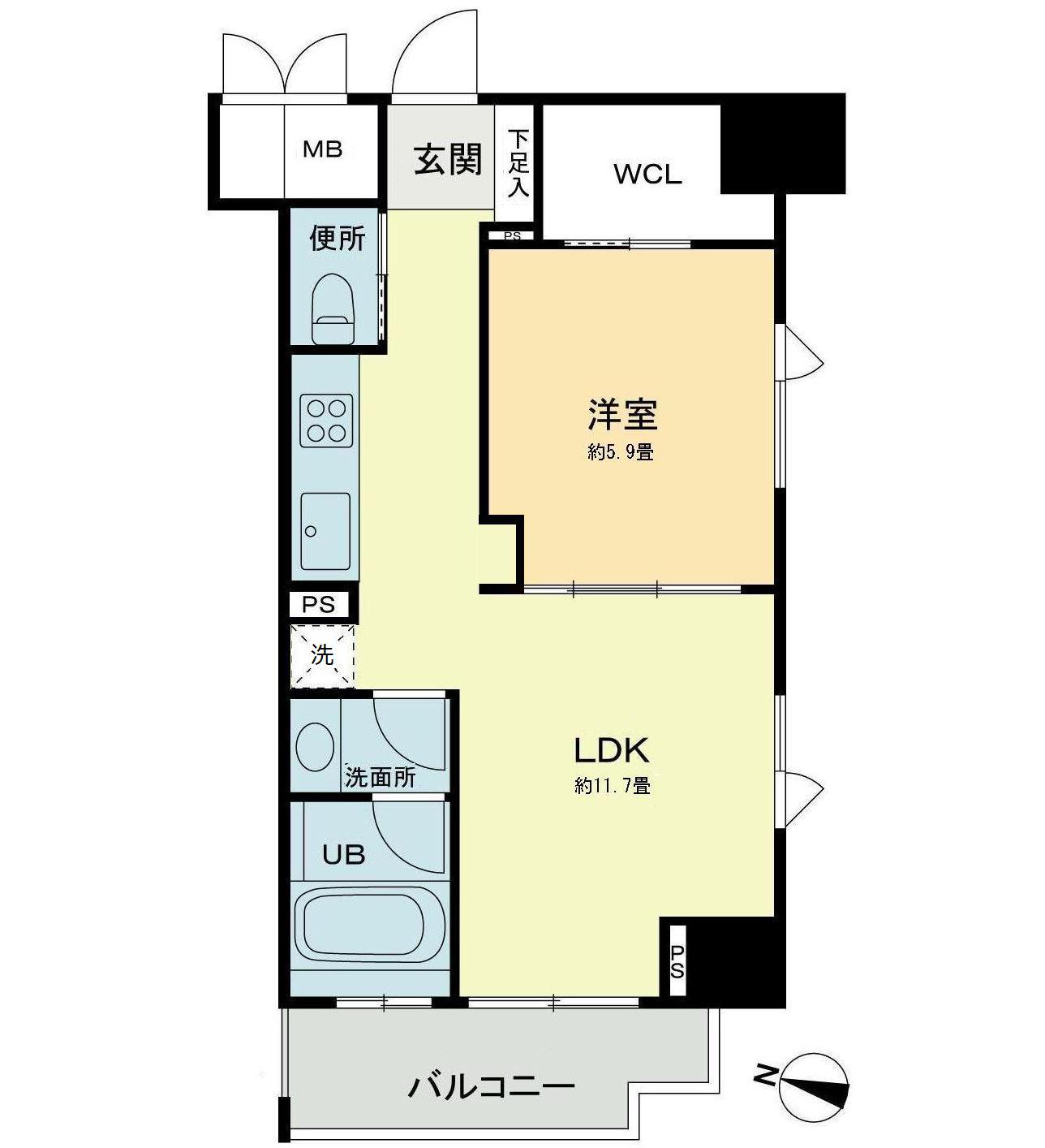 ベルファース本郷弓町(1LDK/8階)の間取り写真