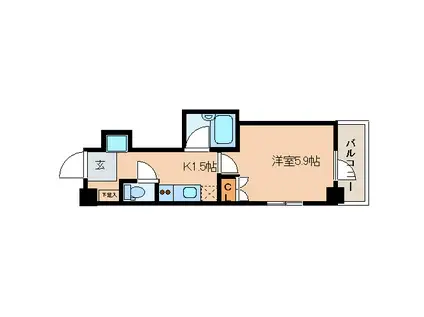 レジディア文京湯島II(1K/8階)の間取り写真
