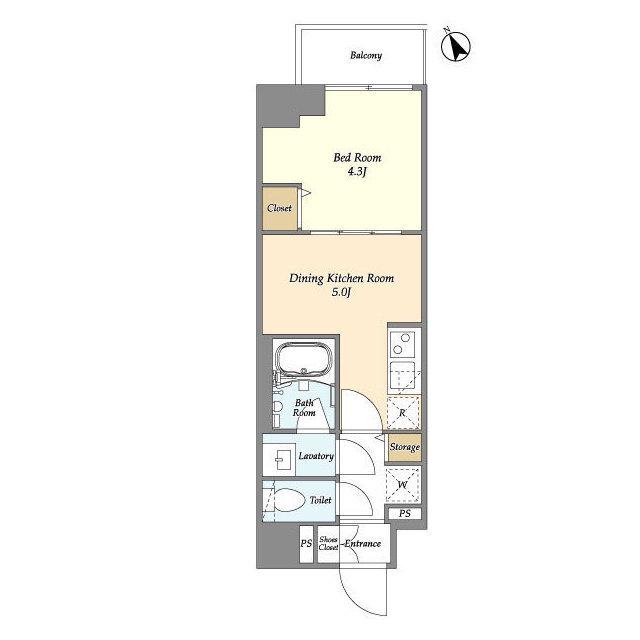 グランカーサ江戸川橋(1DK/5階)の間取り写真