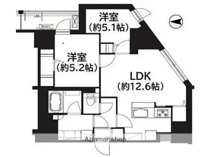 フレンシア菊川(2LDK/7階)の間取り写真