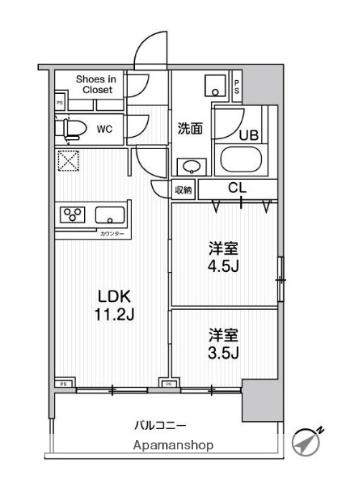 ジェノヴィア浅草5スカイガーデン(2LDK/6階)の間取り写真