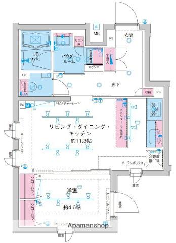 GENOVIA新大塚(1LDK/4階)の間取り写真