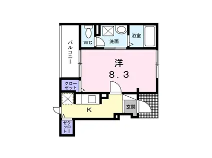 カレント 六笠(1K/1階)の間取り写真