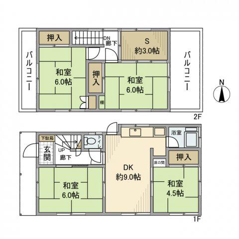 東京都三田線 新板橋駅 徒歩8分 2階建 築48年(4SDK)の間取り写真