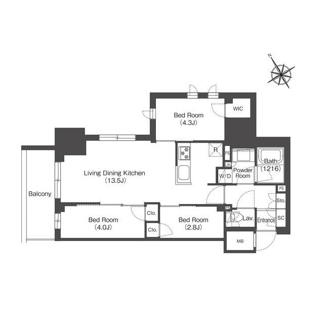 コンフォリア・リヴ板橋(3LDK/10階)の間取り写真