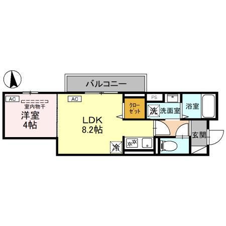 グラナーデ東新町(1LDK/3階)の間取り写真