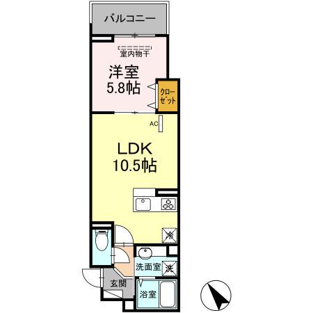 エクセリア徳丸Ⅰ(1LDK/2階)の間取り写真