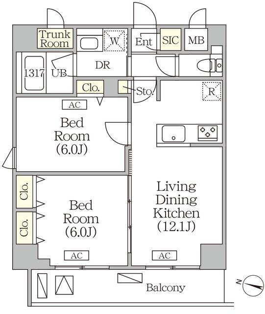 ORSUS志村坂上(2LDK/5階)の間取り写真