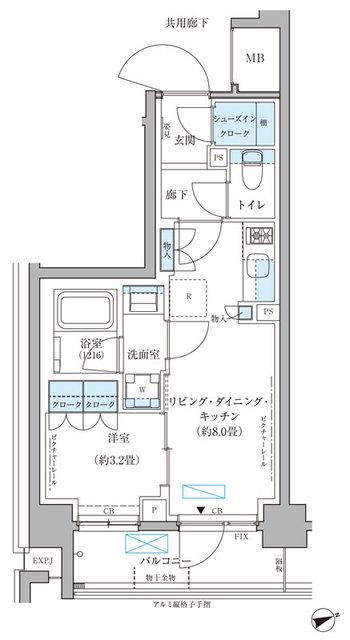 パークアクシス文京本郷(1LDK/4階)の間取り写真