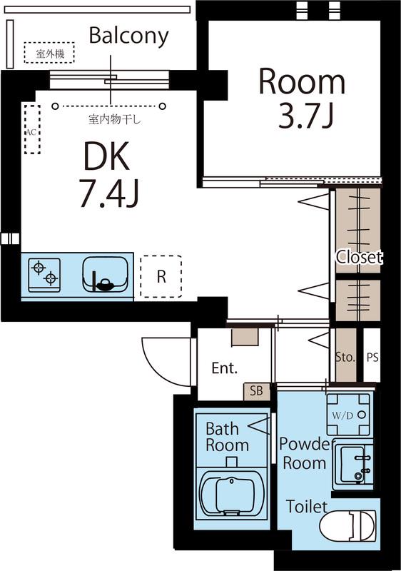 パーク西池(1DK/3階)の間取り写真