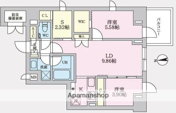 タスキプライムテラス後楽園(2SLDK/7階)の間取り写真