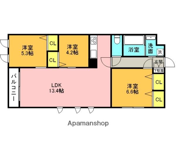 THE BELUGA 世田谷 RESIDENCE(3LDK/1階)の間取り写真