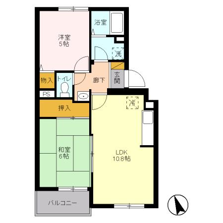 メゾンドベール(2LDK/3階)の間取り写真