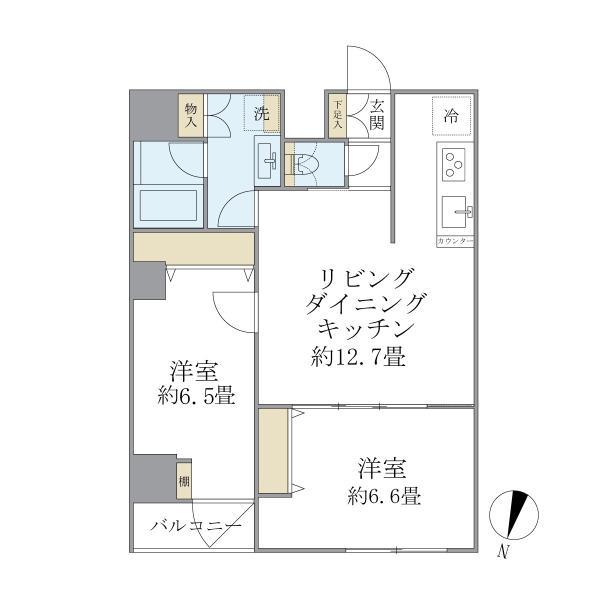 エレミ本蓮沼(2LDK/2階)の間取り写真