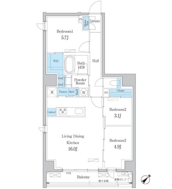 デュオフラッツ板橋大山(3LDK/2階)の間取り写真