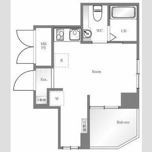 シャンボール白山(ワンルーム/4階)の間取り写真