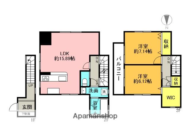 FUJI 文京(2LDK/3階)の間取り写真