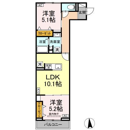 板橋区高島平9丁目PJ(2LDK/2階)の間取り写真