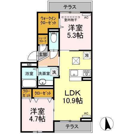 NANAICHI FIORE(2LDK/1階)の間取り写真