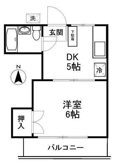 コスモ・ポーリー(1DK/2階)の間取り写真