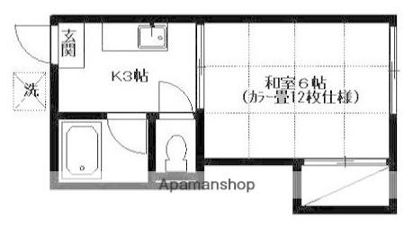 アパルト小松(1K/2階)の間取り写真