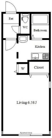 MODULOR代々木公園(ワンルーム/3階)の間取り写真