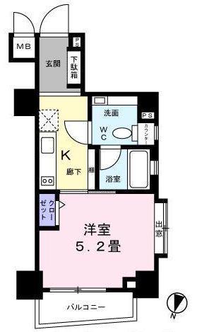 レジディア恵比寿Ⅲ(1K/2階)の間取り写真