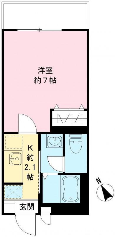 クレッセント山王(1K/2階)の間取り写真