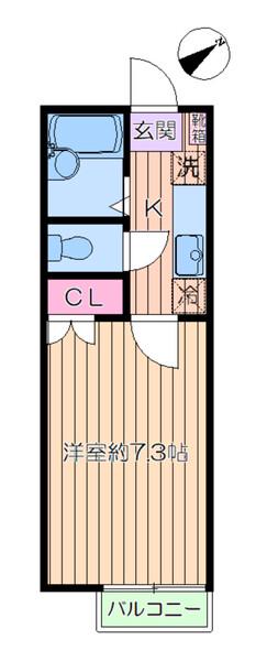 シャンフェルト西落合(1K/2階)の間取り写真