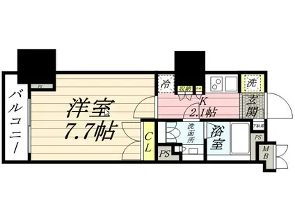 コンフォリア蒲田(1K/9階)の間取り写真