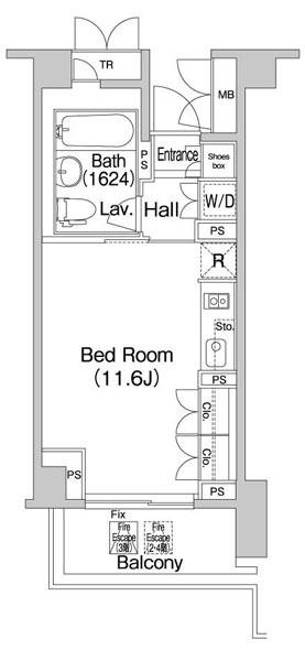 BRILLIA代官山プレステージ(ワンルーム/2階)の間取り写真