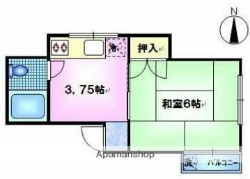 メゾンサンライズ(1K/2階)の間取り写真