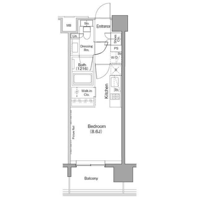 ザ・パークハビオ目黒(ワンルーム/8階)の間取り写真