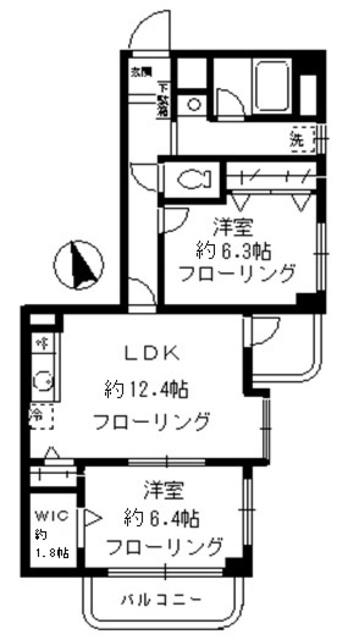 ガーデンフォート目黒(2LDK/4階)の間取り写真