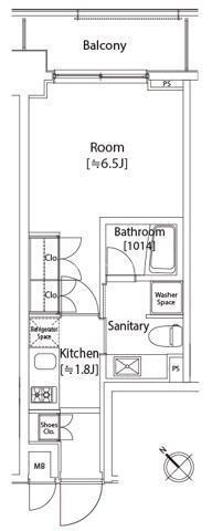 カスタリア雪谷(1K/5階)の間取り写真