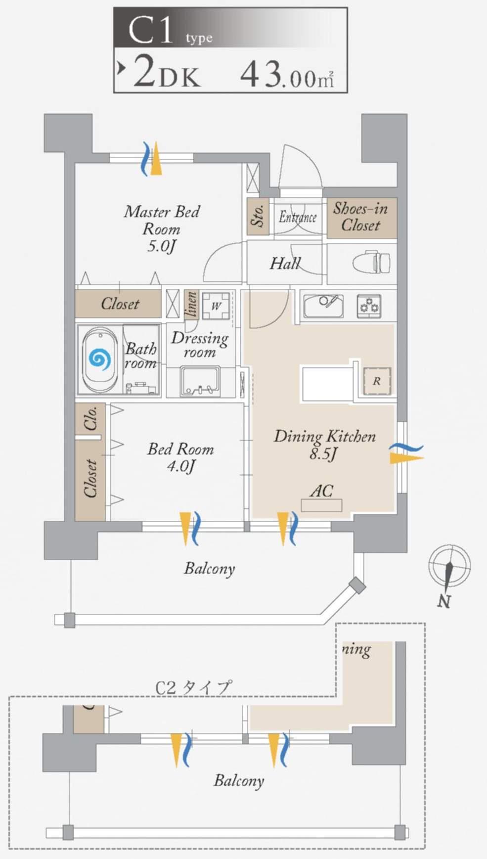 オーキッドレジデンス森下(2DK/9階)の間取り写真
