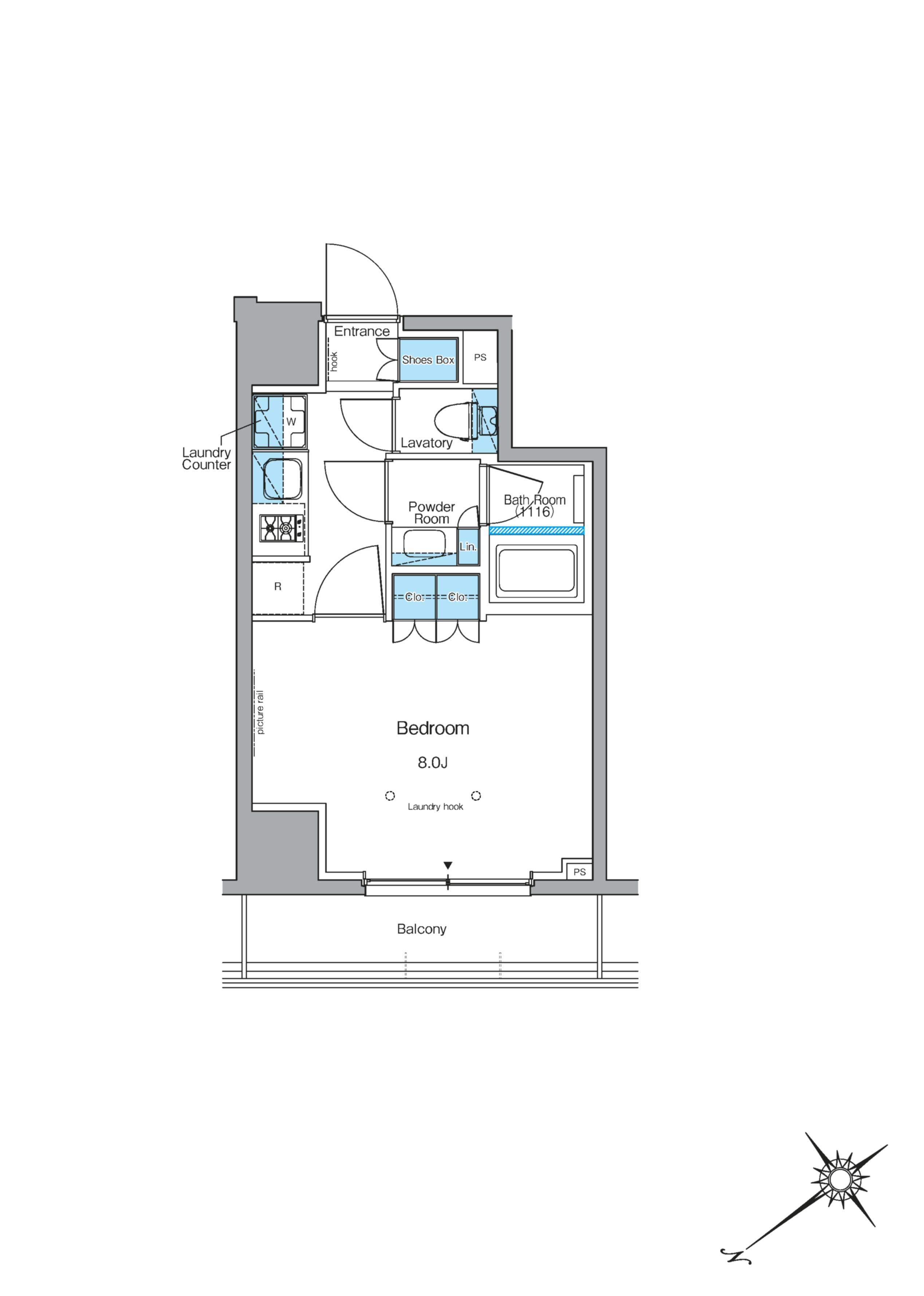 ルフォンプログレ上野公園(1K/8階)の間取り写真