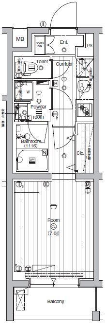 PREMIUM CUBE 世田谷MO(1K/3階)の間取り写真